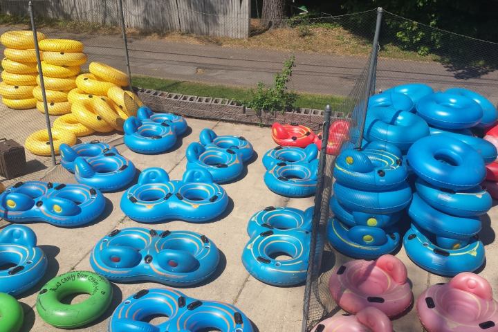 a blue and white cake