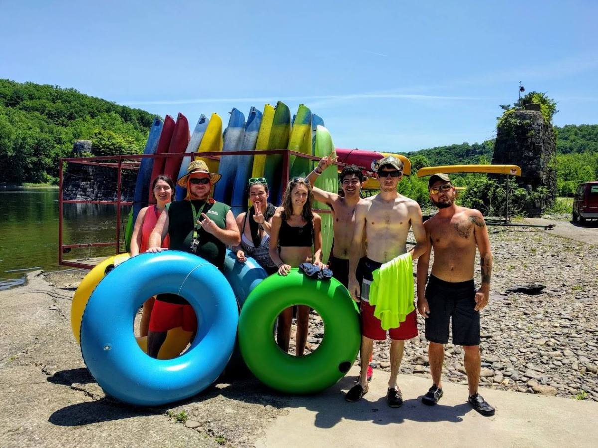 a group of people on a beach